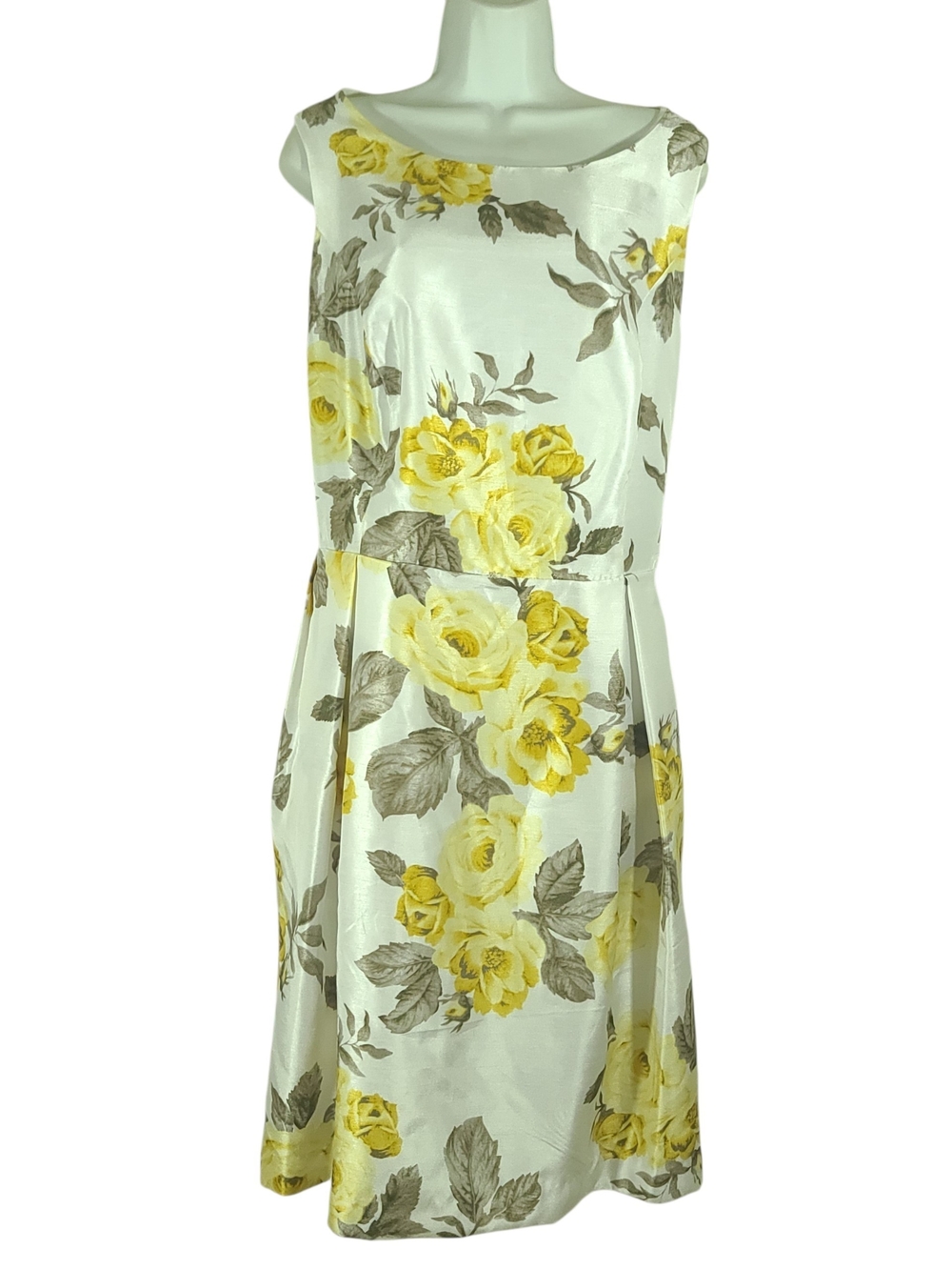 Jessica Howard White Midi Dress with Yellow Rose Print